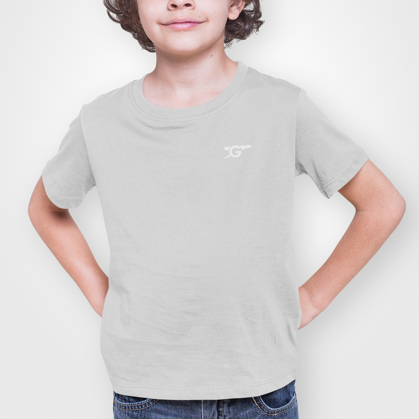 Arsenal Grey Childrens T-Shirt, 100% Cotton, Short-Sleeve, Embroidered Gunners Logo