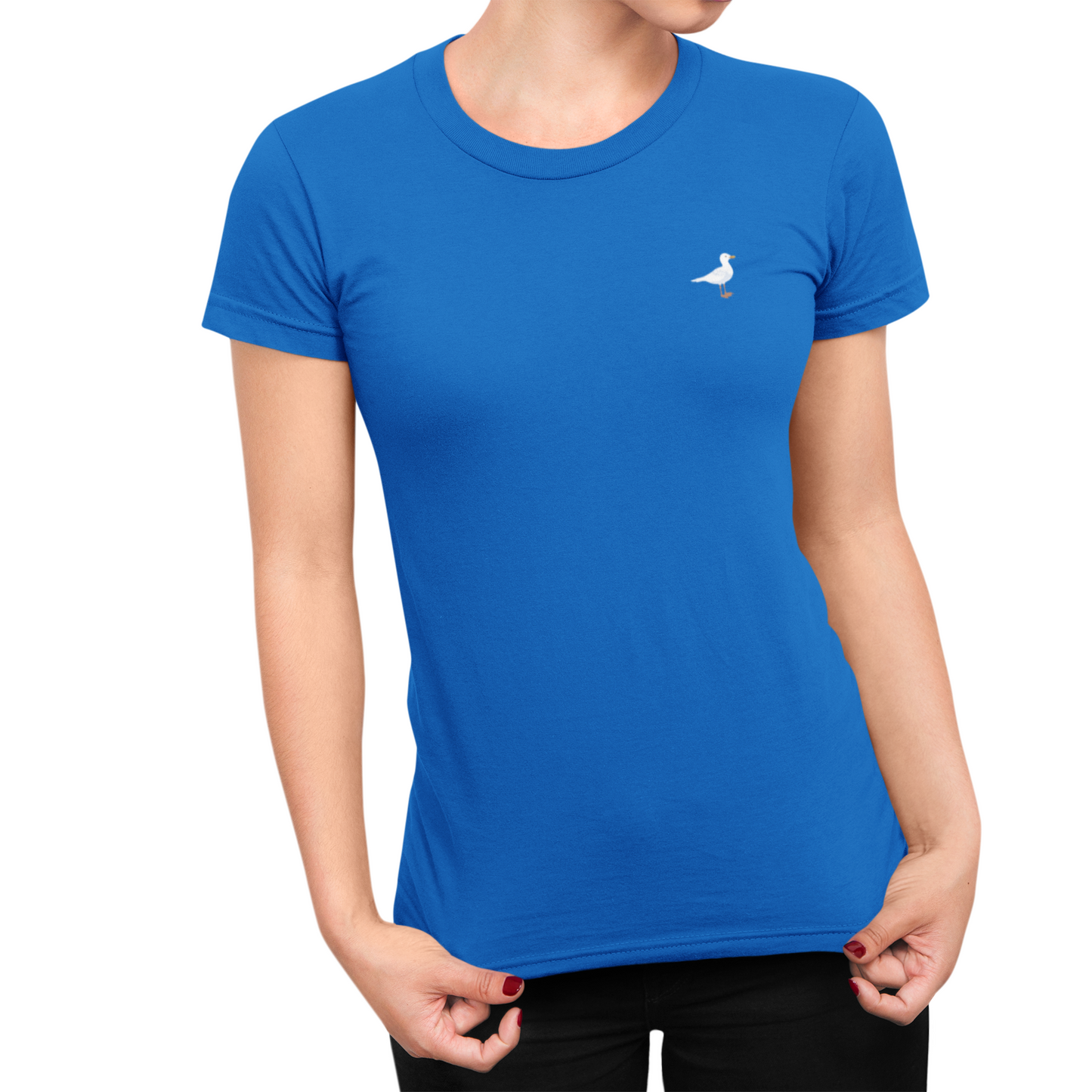 Brighton Blue Ladies T-Shirt, 100% Cotton, Slim Fit, Embroidered BHA Seagulls Logo