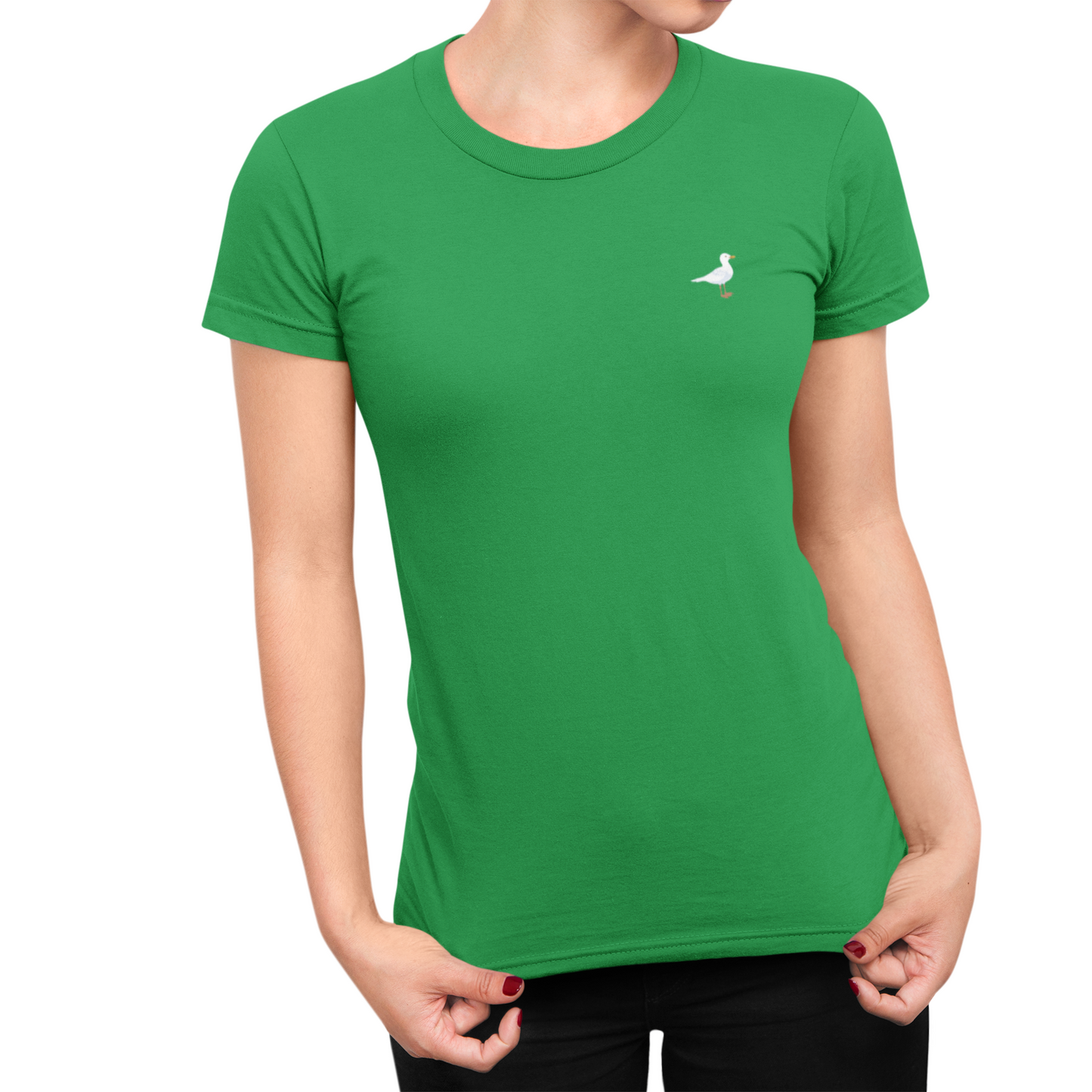 Brighton Green Ladies T-Shirt, 100% Cotton, Slim Fit, Embroidered BHA Seagulls Logo