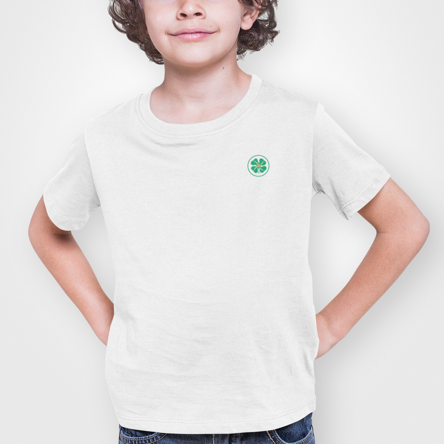 Celtic White Childrens T-Shirt, 100% Cotton, Short-Sleeve, Embroidered Celtic Logo