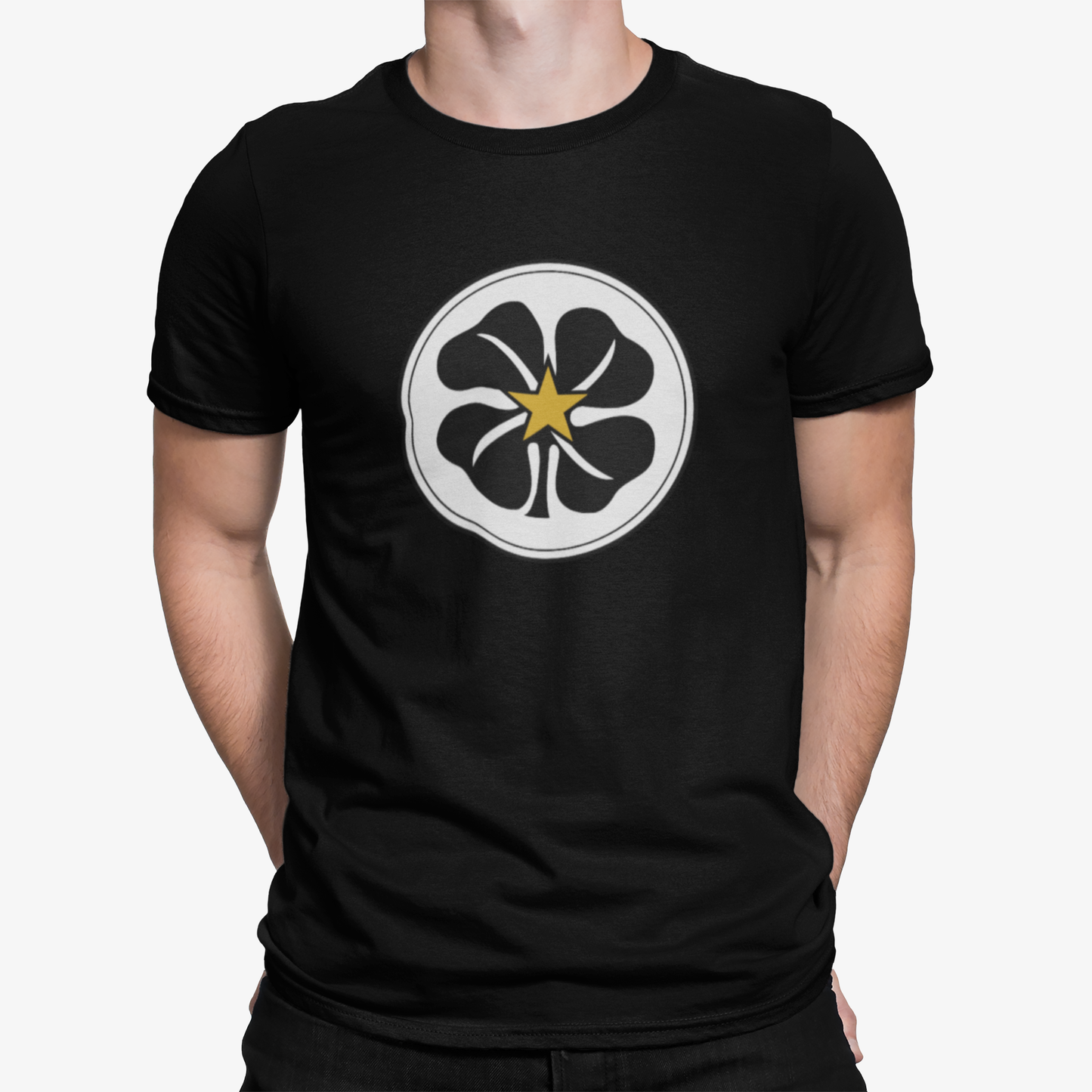 Celtic Black Mens Heavy T-Shirt, 100% Cotton, Short-Sleeve Crew Neck, Large Print Celtic1967 logo