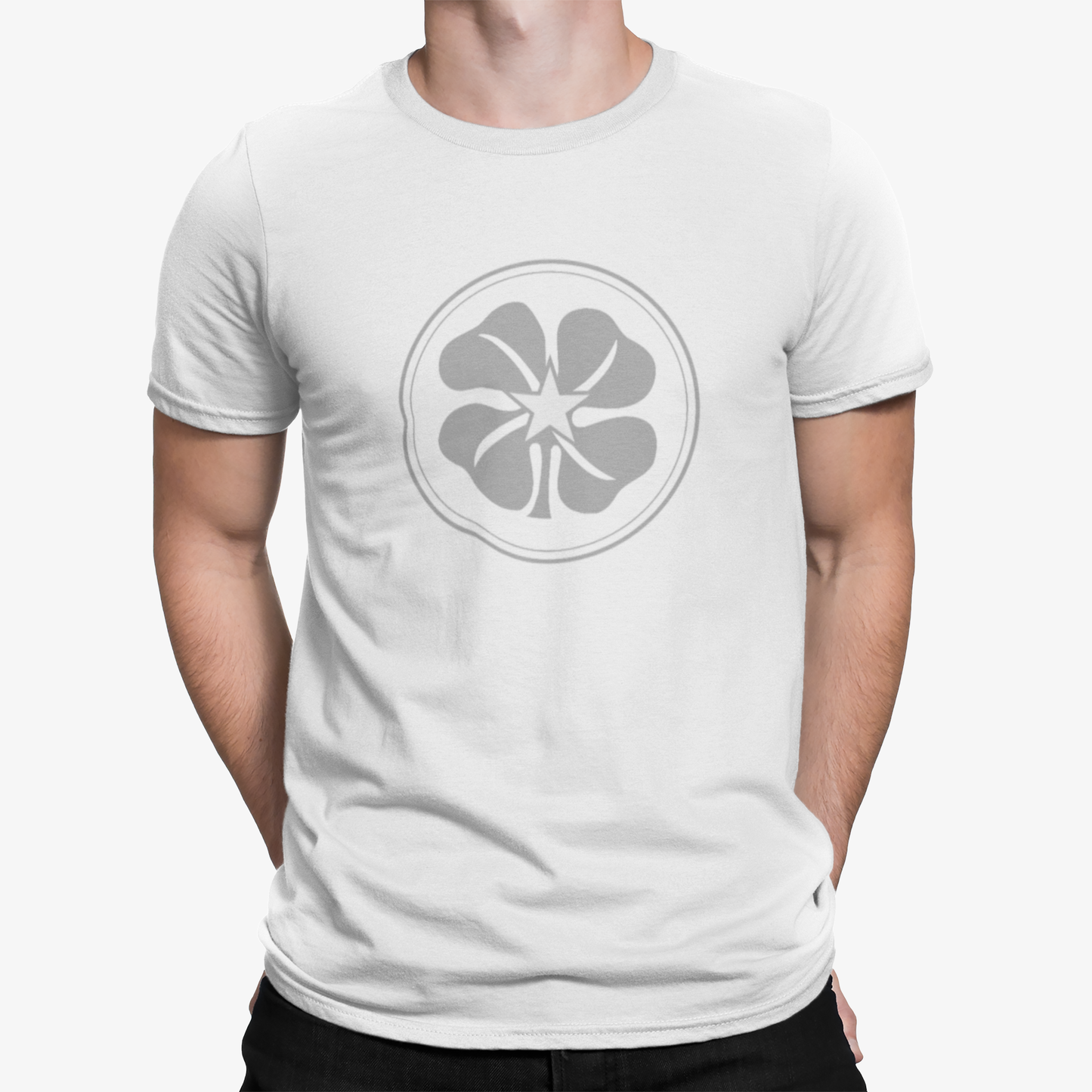 Celtic White and Grey Mens Heavy T-Shirt, 100% Cotton, Short-Sleeve Crew Neck, Large Print Celtic1967 logo