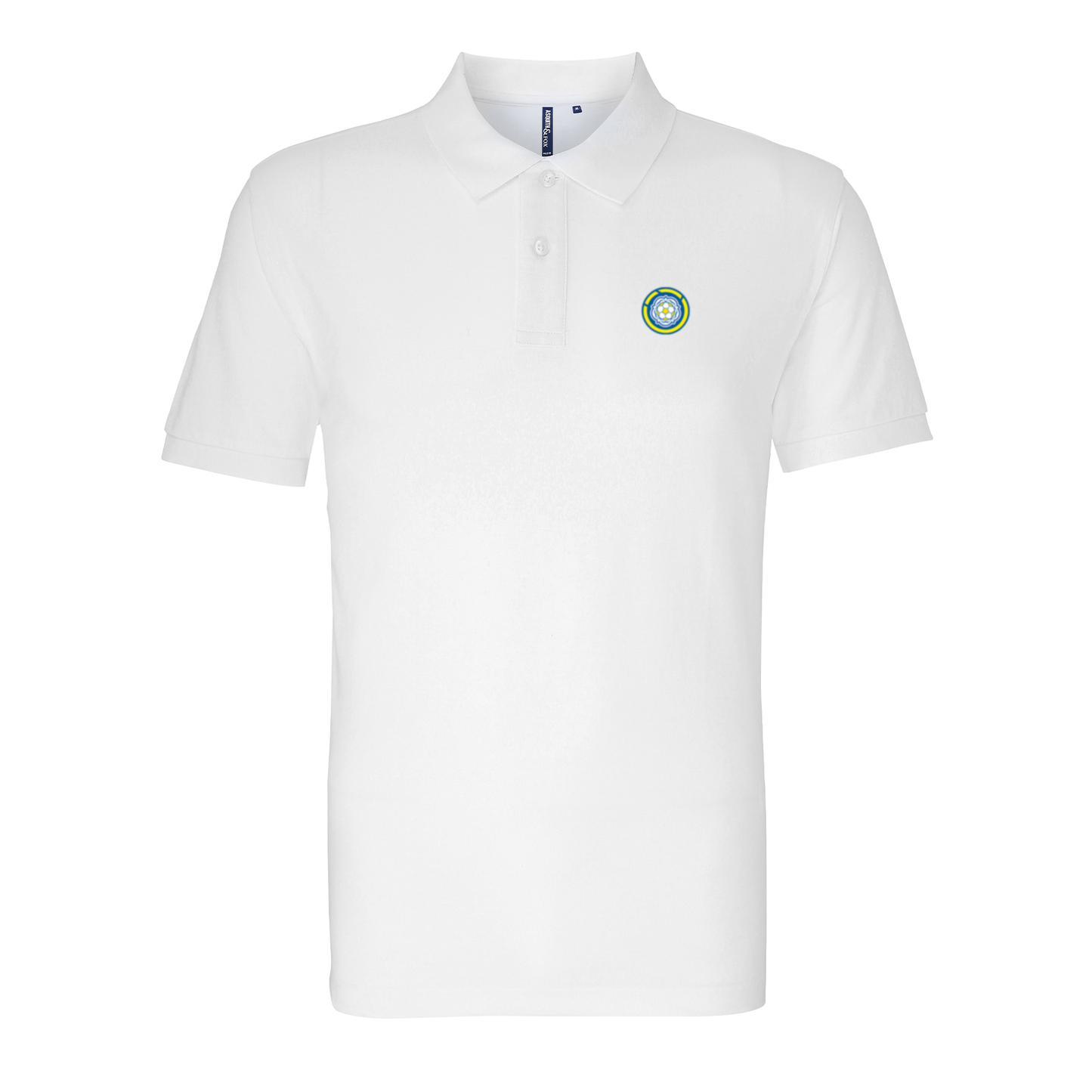 Leeds White Mens Three Button Polo Shirt, 100% Polyester, Short-Sleeve, Embroidered LUFC MOT Logo