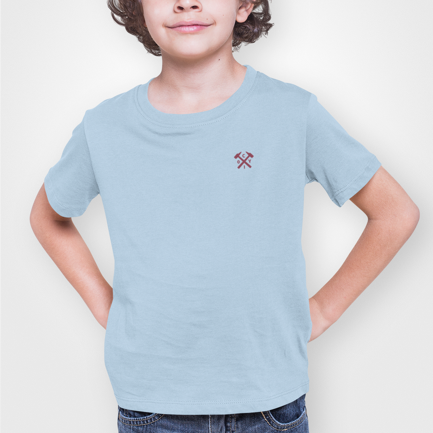 West Ham Blue Childrens T-Shirt, 100% Cotton, Short-Sleeve, Embroidered COYIrons Logo