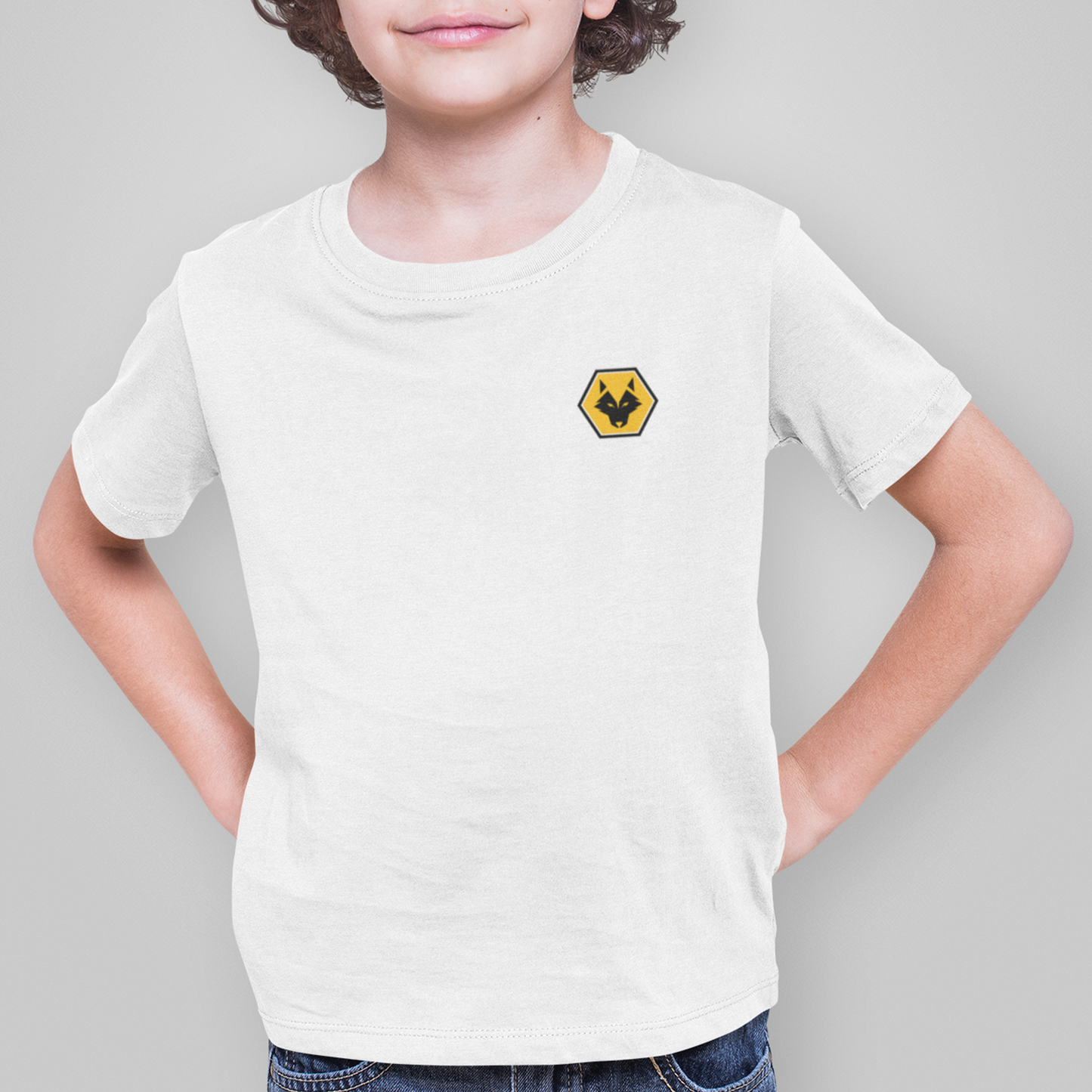 Wolves White Childrens T-Shirt, 100% Cotton, Short-Sleeve, Embroidered WeAreWolves Logo
