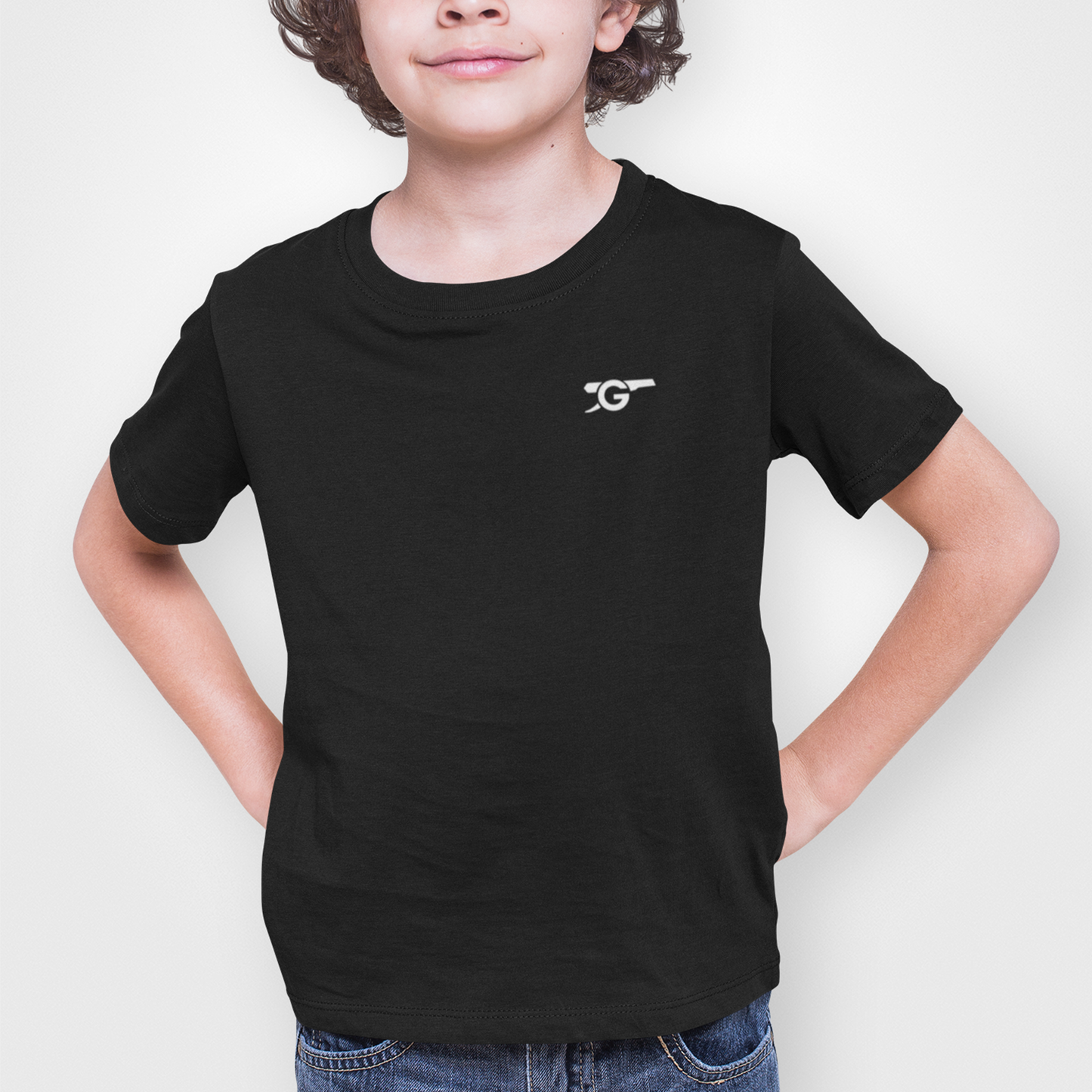 Arsenal Black Childrens T-Shirt, 100% Cotton, Short-Sleeve, Embroidered Gunners Logo