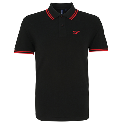 Arsenal Black and Red Tipped Mens Two Button Polo Shirt, 100% Cotton, Short-Sleeve, Embroidered Gunners Logo