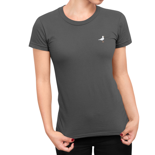 Brighton Charcoal Ladies T-Shirt, 100% Cotton, Slim Fit, Embroidered BHA Seagulls Logo