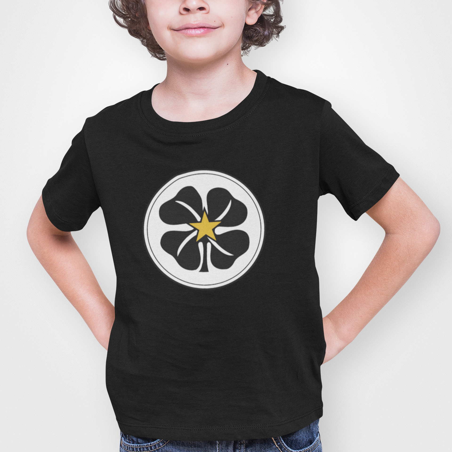 Celtic Black Childrens T-shirt, 100% Cotton, Short-Sleeve, Large Print Celtic Logo