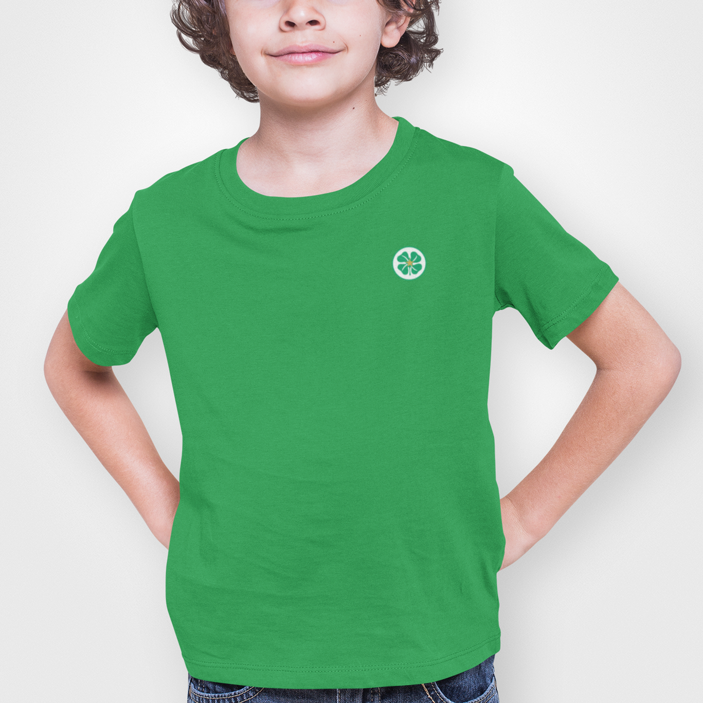Celtic Green Childrens T-Shirt, 100% Cotton, Short-Sleeve, Embroidered Celtic Logo