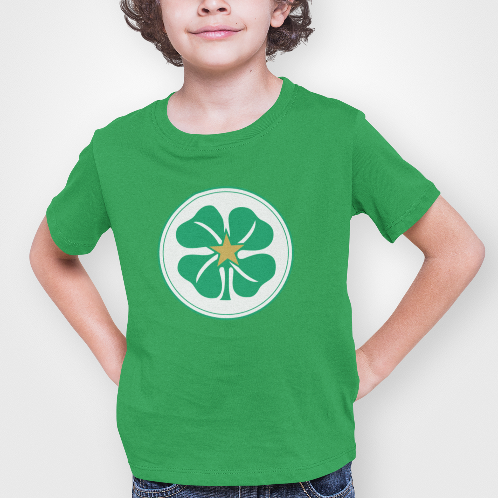 Celtic Green Childrens T-shirt, 100% Cotton, Short-Sleeve, Large Print Celtic Logo