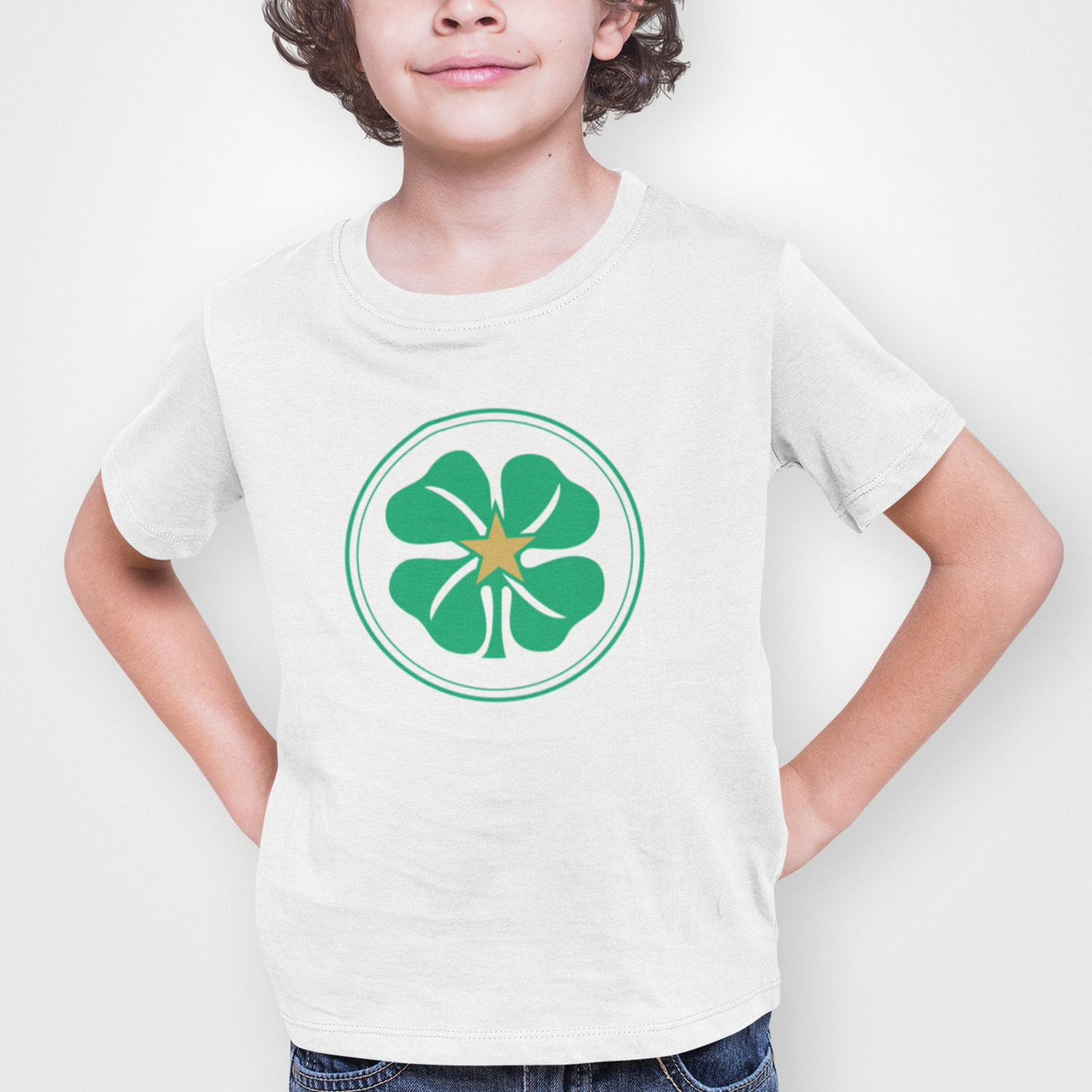 Celtic White Childrens T-shirt, 100% Cotton, Short-Sleeve, Large Print Celtic Logo