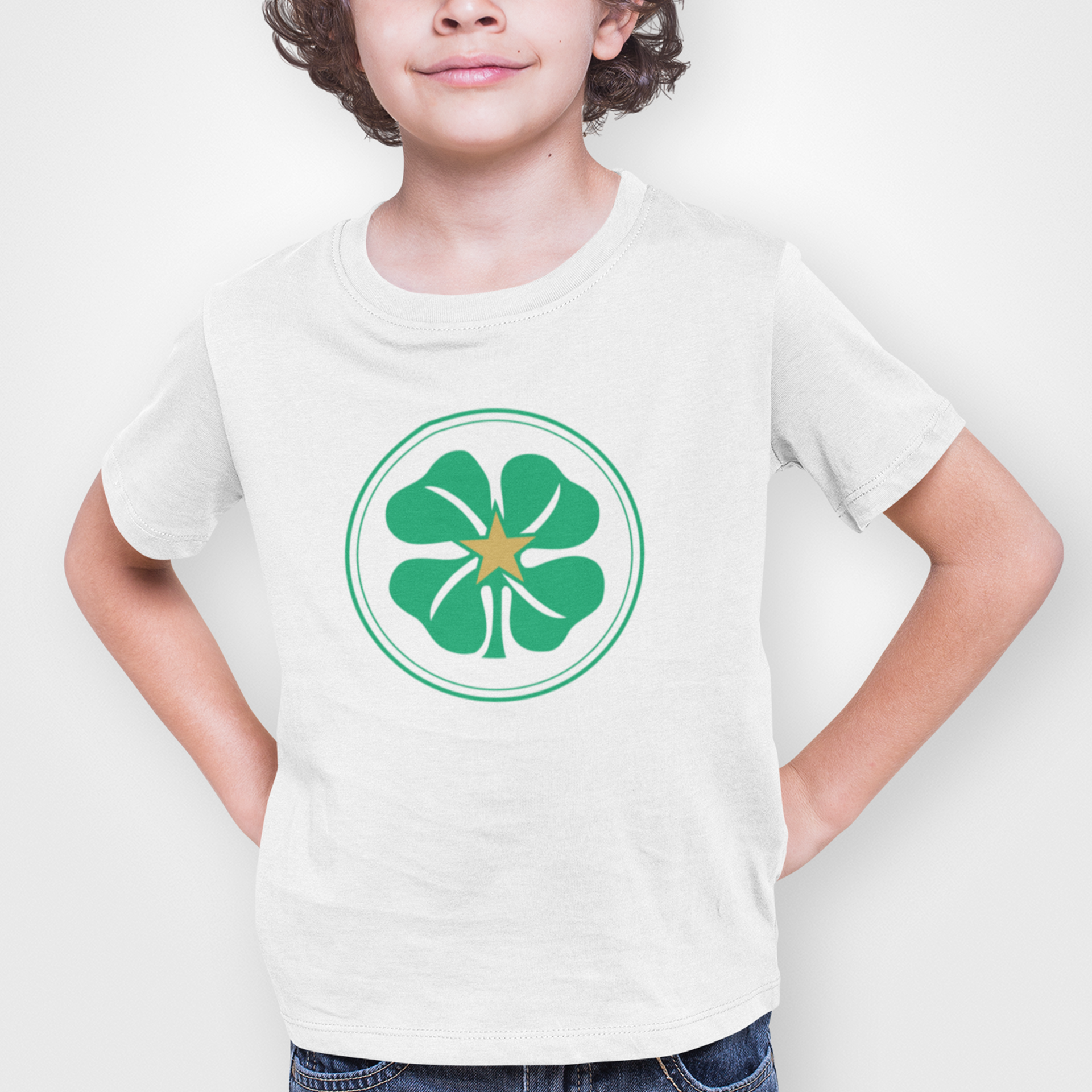 Celtic White Childrens T-shirt, 100% Cotton, Short-Sleeve, Large Print Celtic Logo