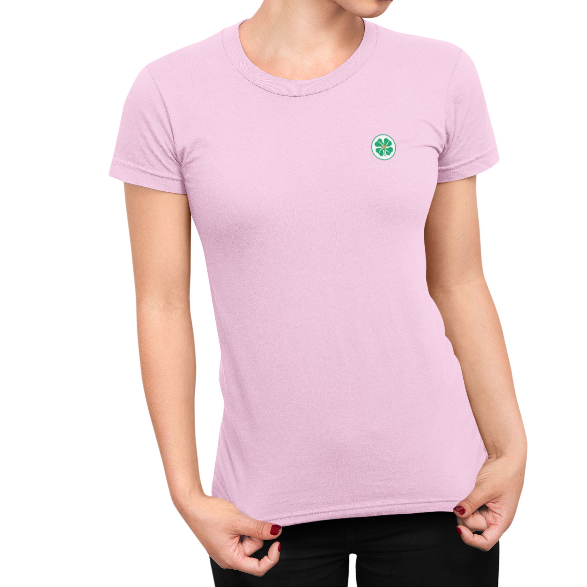 Celtic Pink Ladies T-Shirt, 100% Cotton, Slim Fit, Embroidered Celtic 1967 Logo