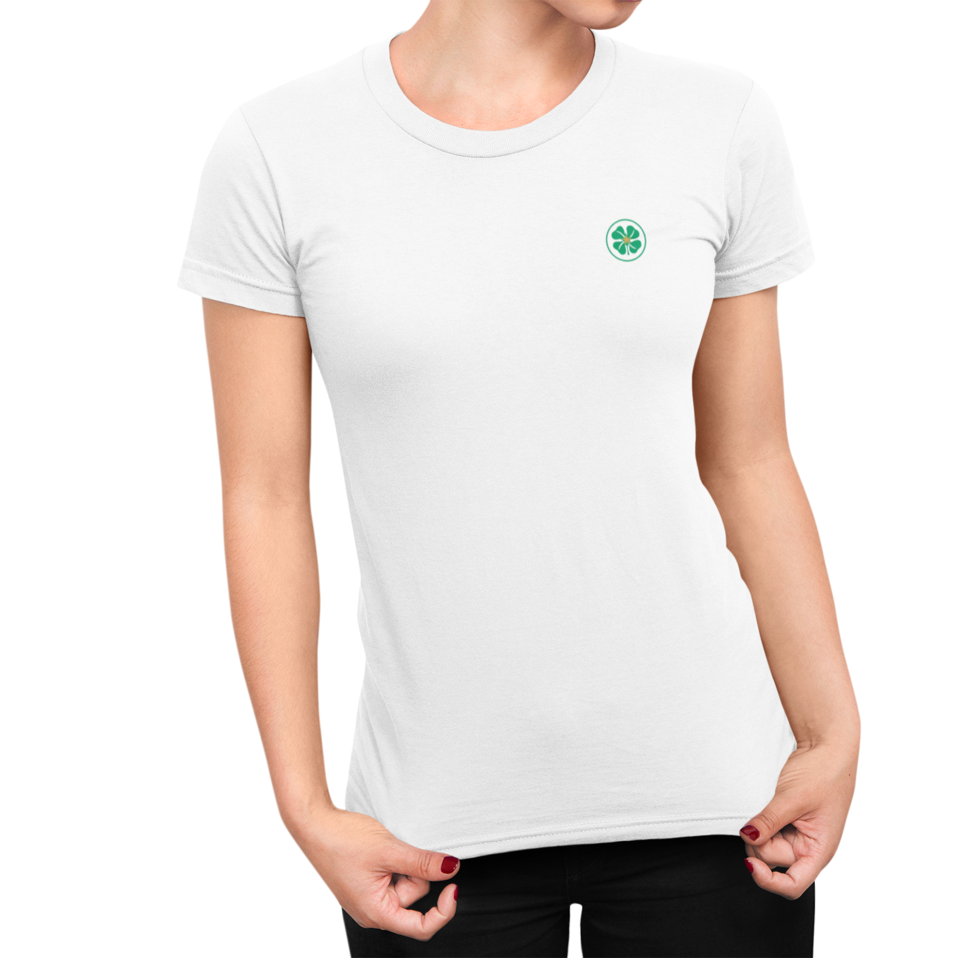 Celtic White Ladies T-Shirt, 100% Cotton, Slim Fit, Embroidered Celtic 1967 Logo
