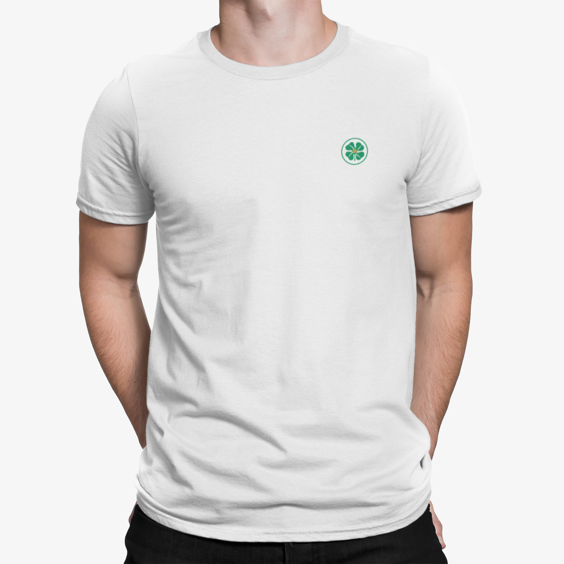 Celtic White Mens Heavy T-Shirt, 100% Cotton, Short-Sleeve Crew Neck, Embroidered Celtic1967 logo