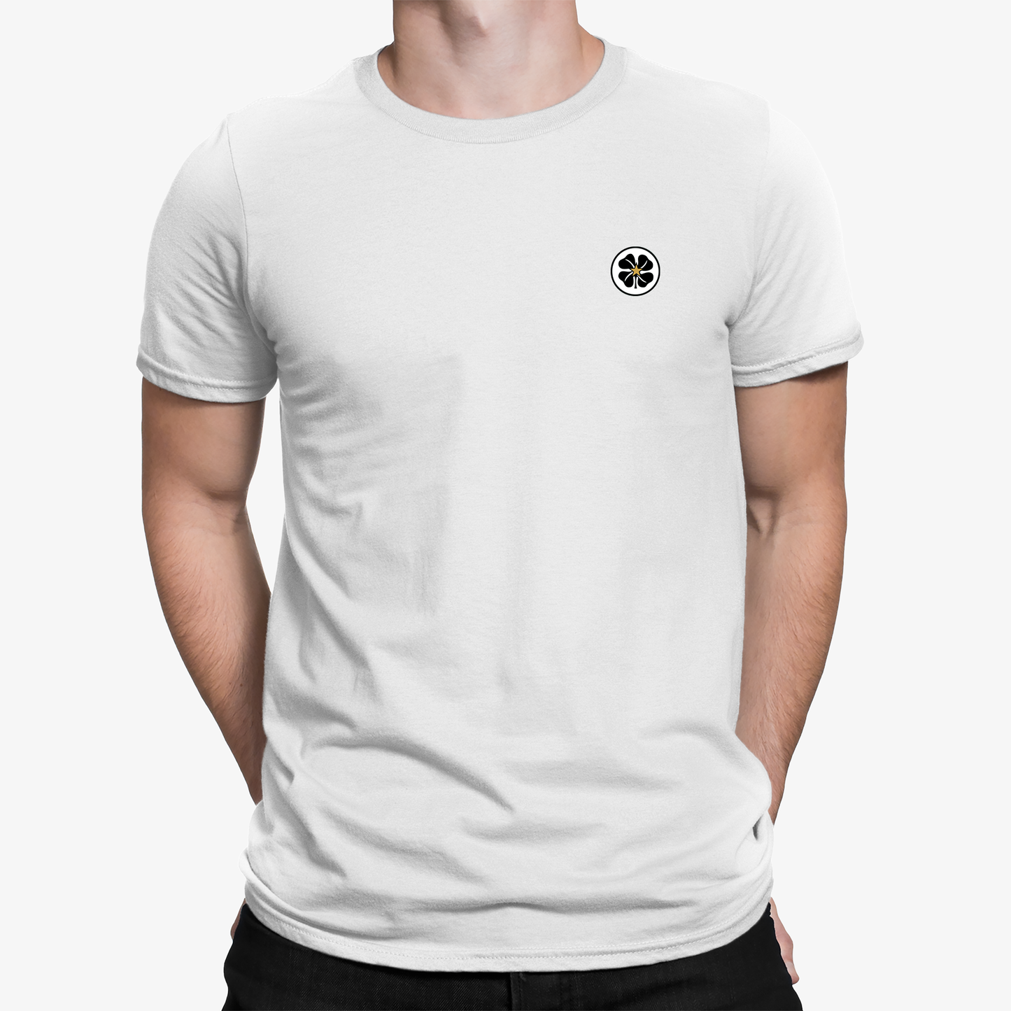 Celtic White Mens Heavy T-Shirt, 100% Cotton, Short-Sleeve Crew Neck, Embroidered Celtic1967 logo