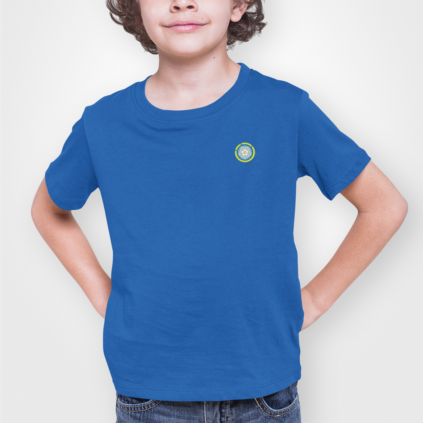 Leeds Blue Childrens T-Shirt, 100% Cotton, Short-Sleeve, Embroidered LUFC MOT Logo