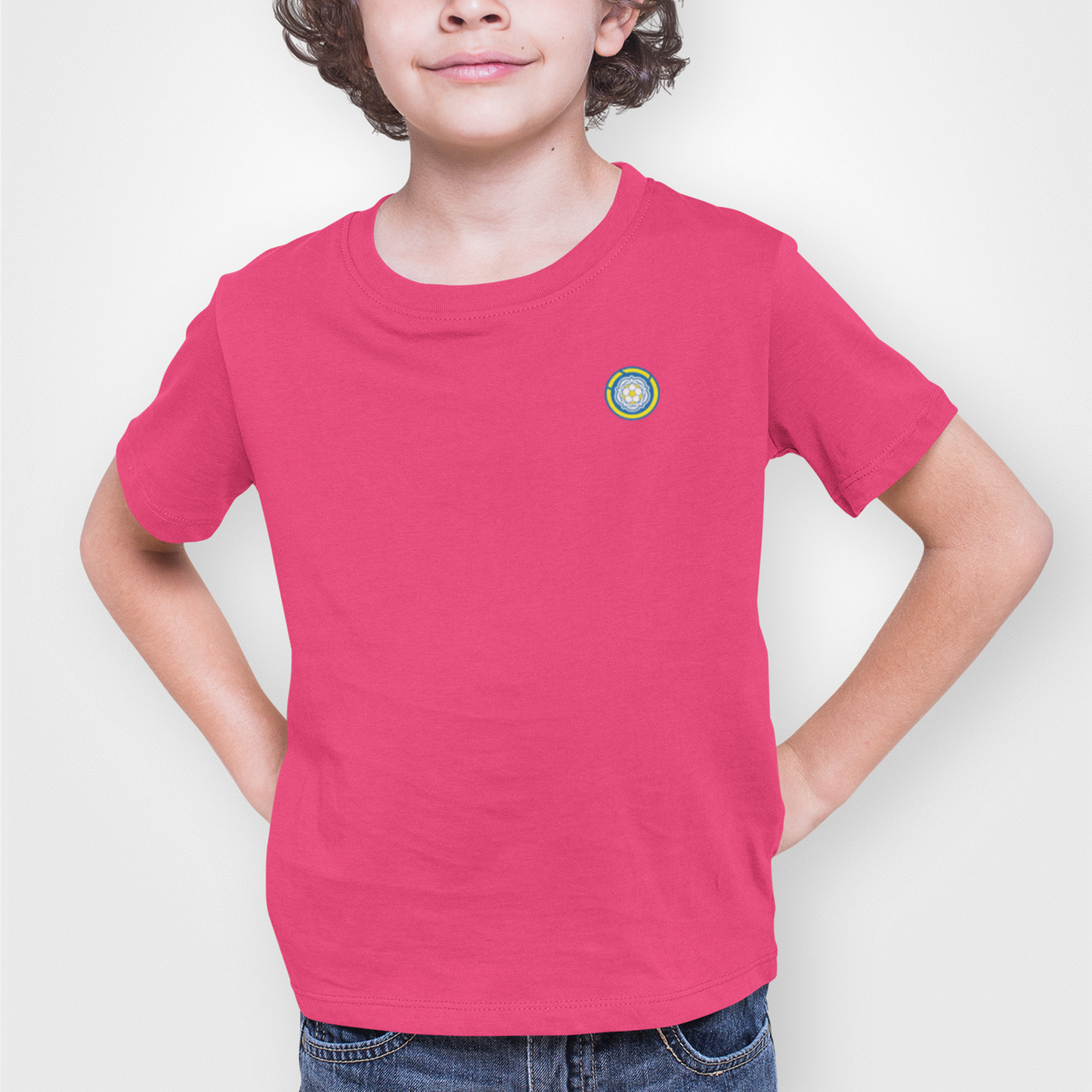 Leeds Pink Childrens T-Shirt, 100% Cotton, Short-Sleeve, Embroidered LUFC MOT Logo