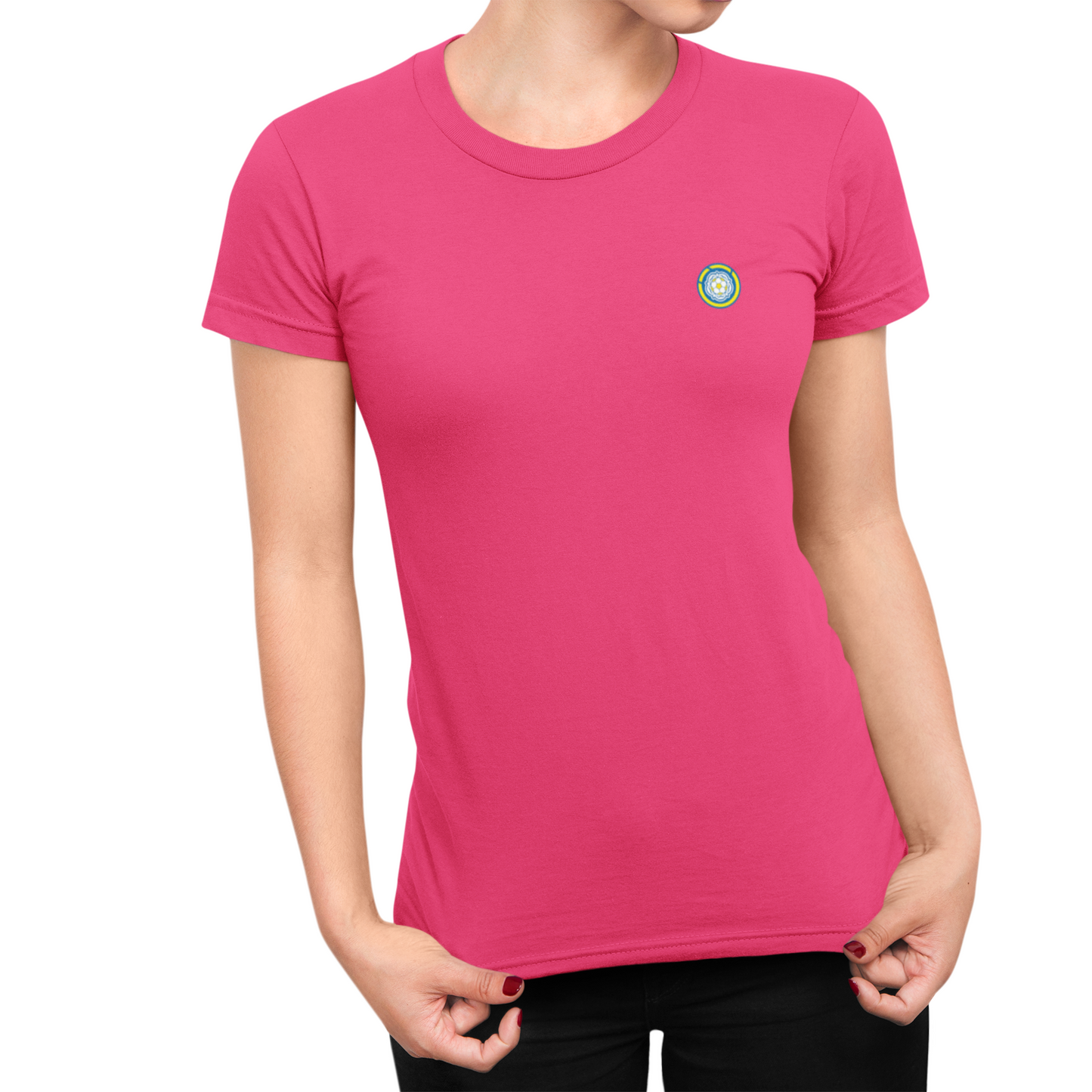 Leeds Pink Ladies T-Shirt, 100% Cotton, Slim Fit, Embroidered LUFC MOT Logo