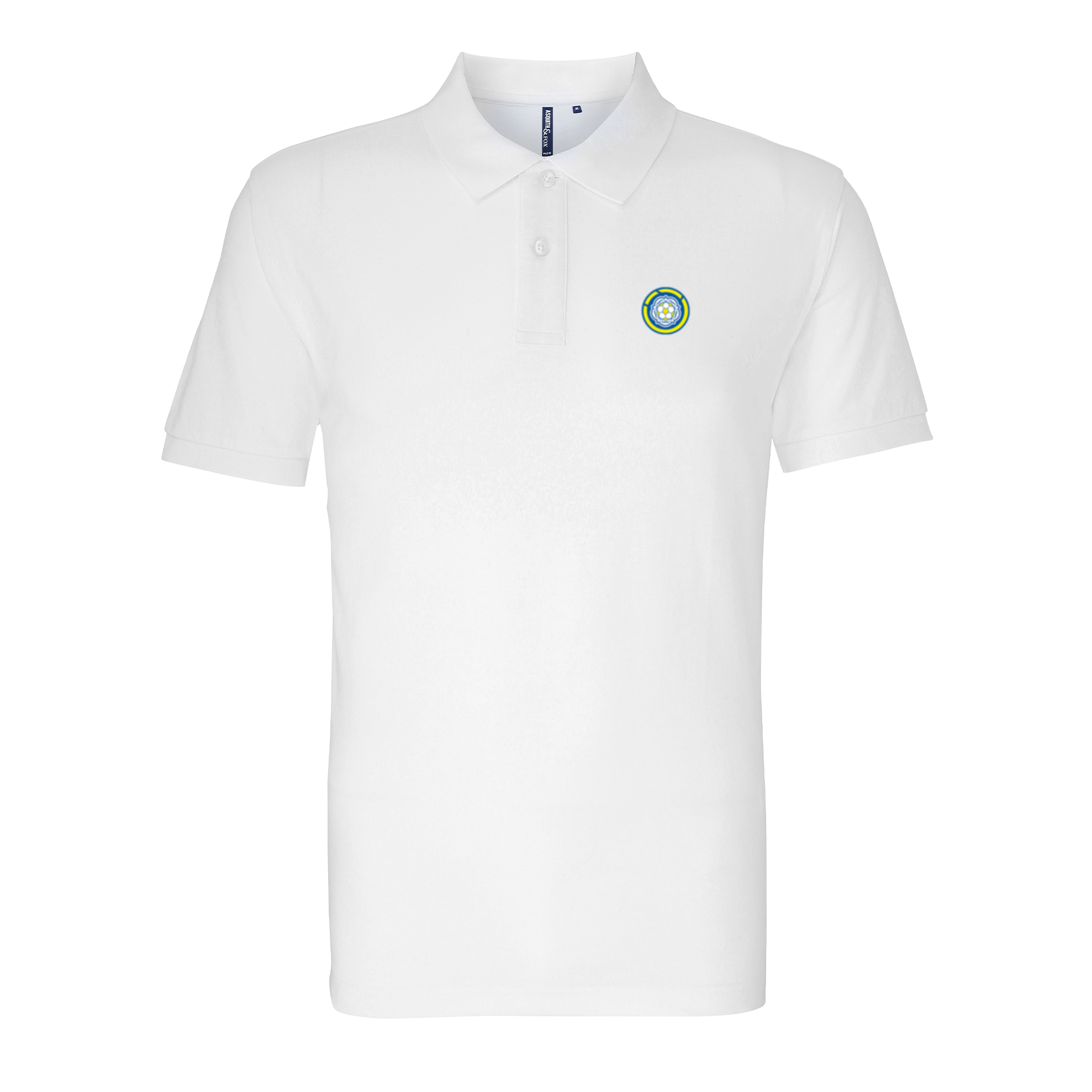 Leeds White Mens Three Button Polo Shirt, 100% Polyester, Short-Sleeve, Embroidered LUFC MOT Logo