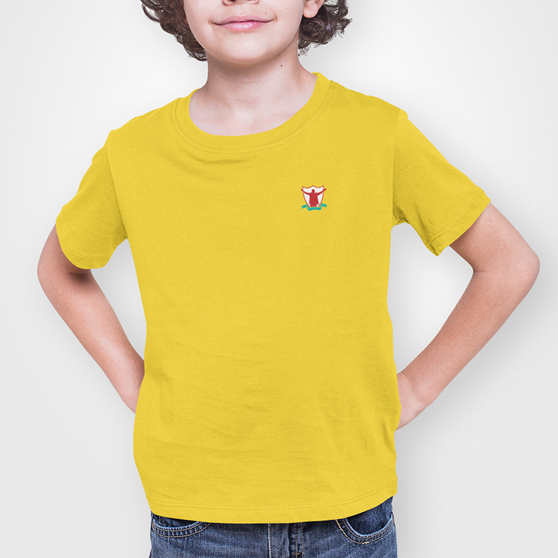 Liverpool FC Yellow Childrens T-Shirt, 100% Cotton, Short-Sleeve, Embroidered TheKop Logo