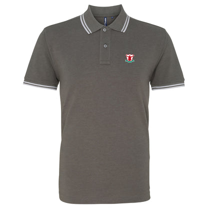 Liverpool Grey and White Tipped Mens Two Button Polo Shirt, 100% Cotton, Short-Sleeve, Embroidered Kop Logo