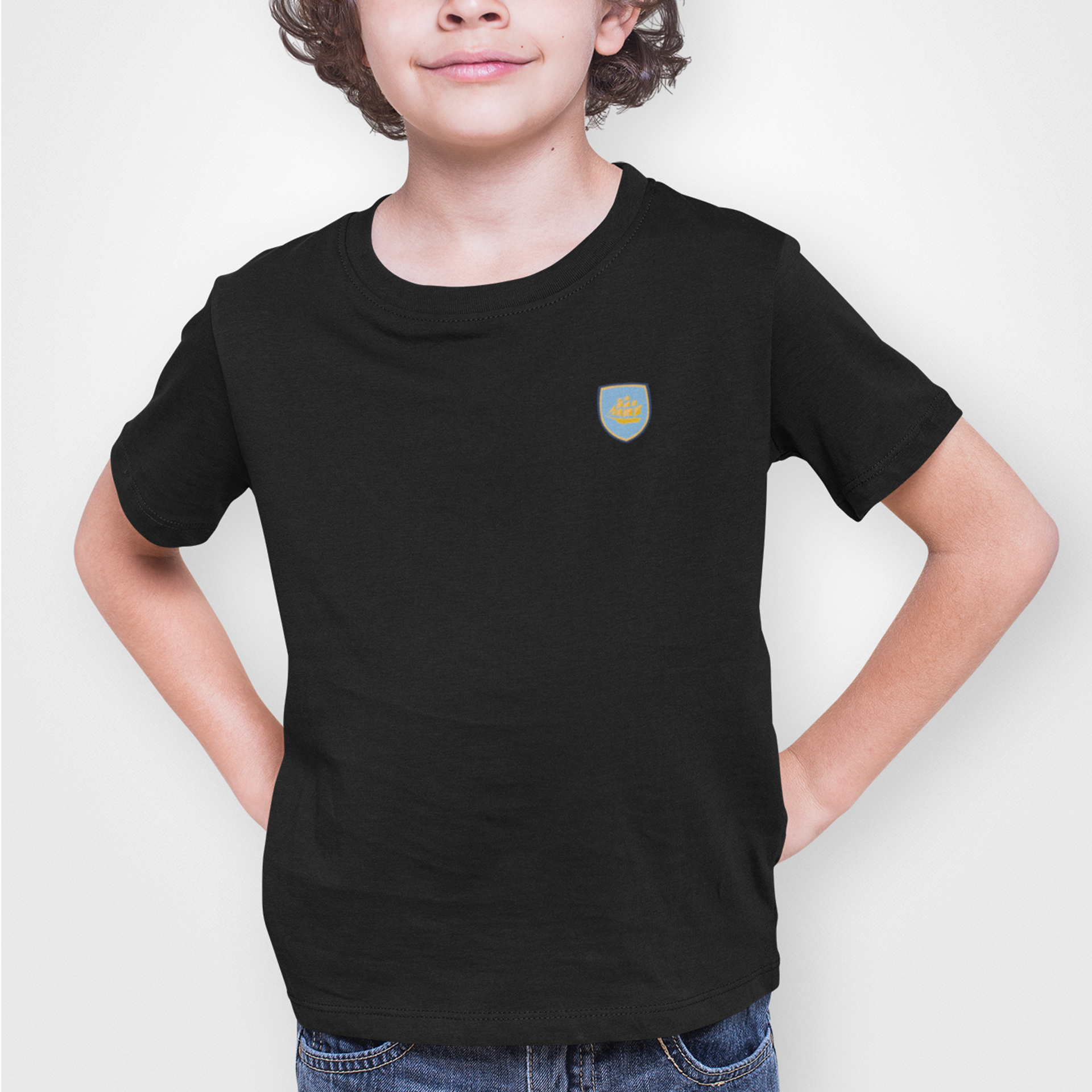 Manchester City Black Childrens T-Shirt, 100% Cotton, Short-Sleeve, Embroidered ManCityzens Logo