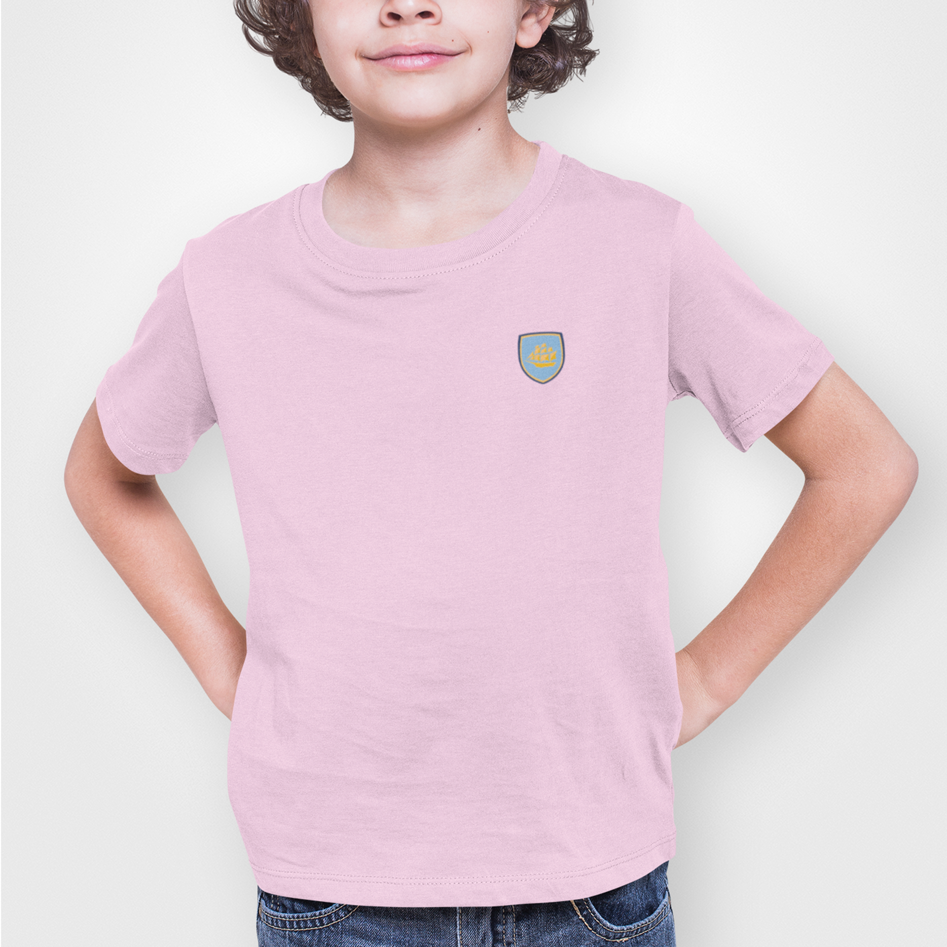 Manchester City Pink Childrens T-Shirt, 100% Cotton, Short-Sleeve, Embroidered ManCityzens Logo