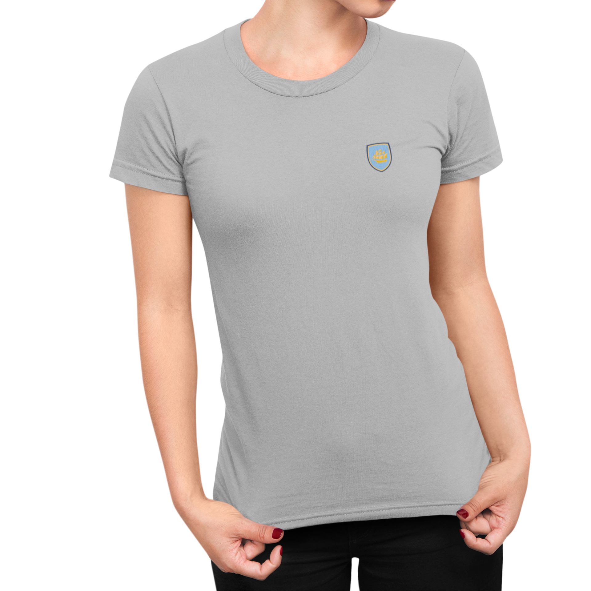 Manchester City Grey Ladies T-Shirt, 100% Cotton, Slim Fit, Embroidered ManCityzens Logo
