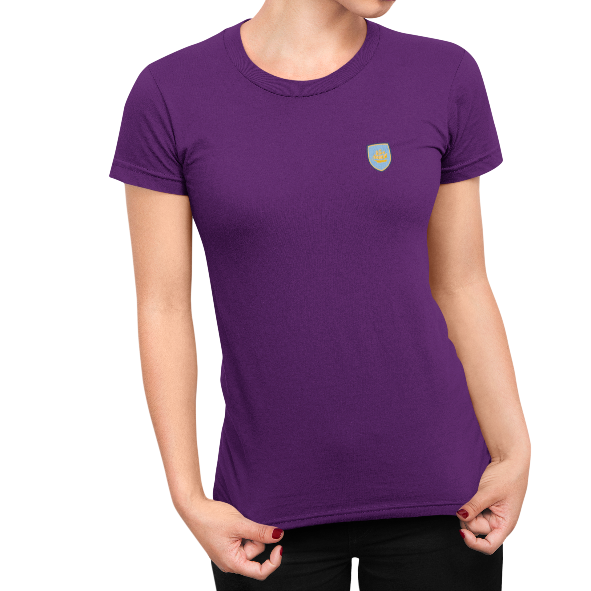Manchester City Purple Ladies T-Shirt, 100% Cotton, Slim Fit, Embroidered ManCityzens Logo