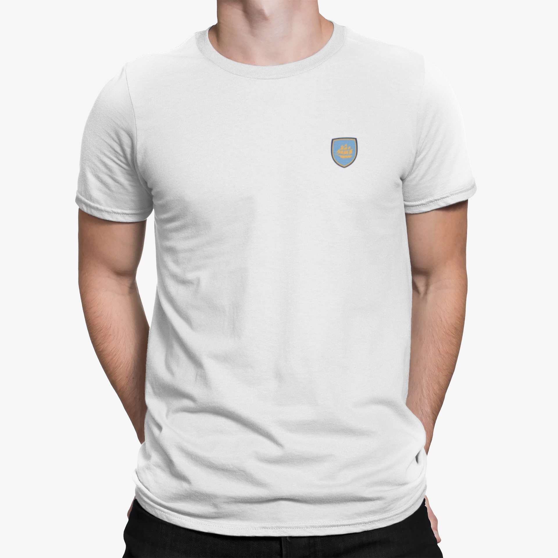 Man City White Mens Heavy T-Shirt, 100% Cotton, Short-Sleeve Crew Neck, Embroidered ManCityzens logo